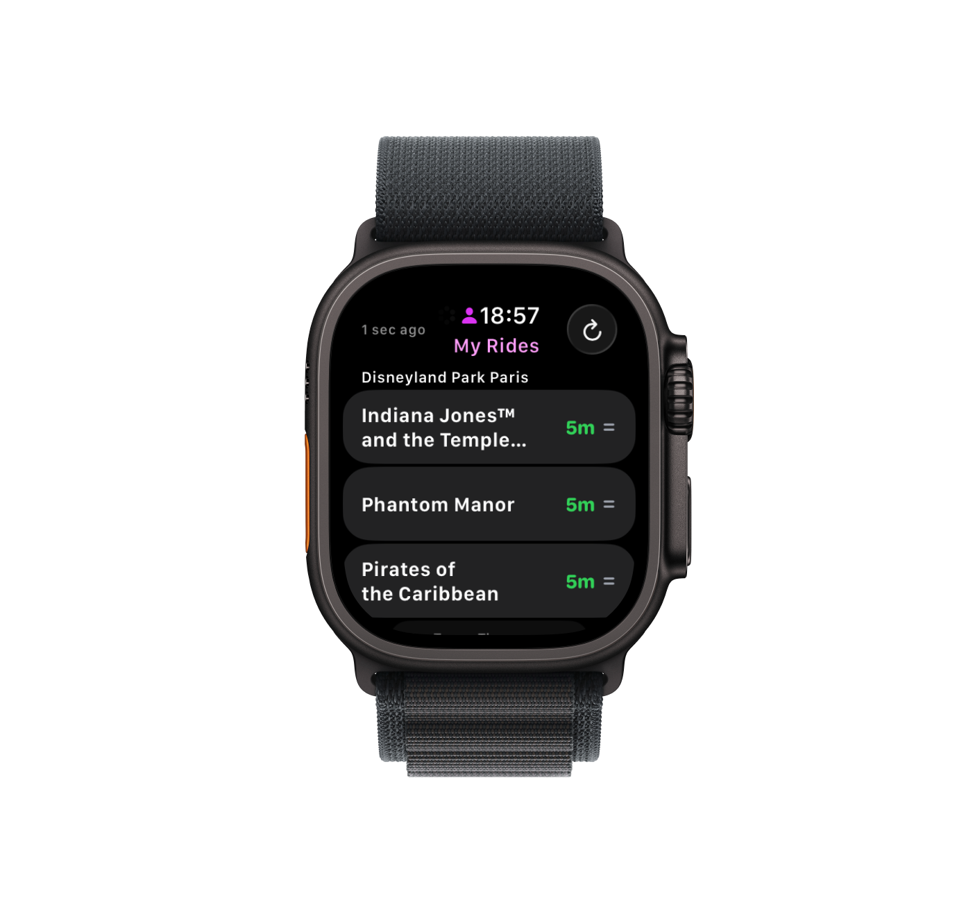 Ride Radar running on Apple Watch